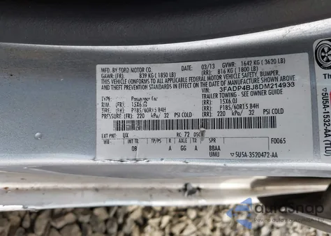2013 Ford Fiesta Se из США, поврежденный, VIN 3FADP4BJ8DM214933